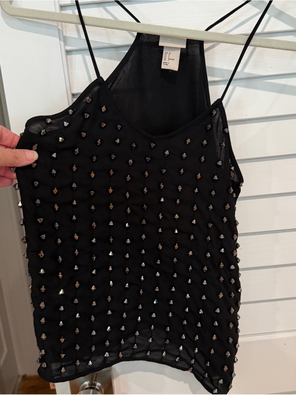 H&M Studded Chiffon Camisole Sz 2 Goth Whimsygoth Vampy Y2K Punk Moto